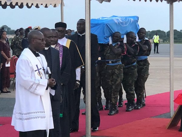 The arrival of Kofi Annan's remains at Kotoka International Airport ahead of burial